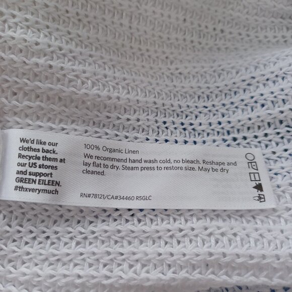 Eileen Fisher Cardigan Sweater White Linen Open Front Waterfall Style Womens L - Picture 5 of 11